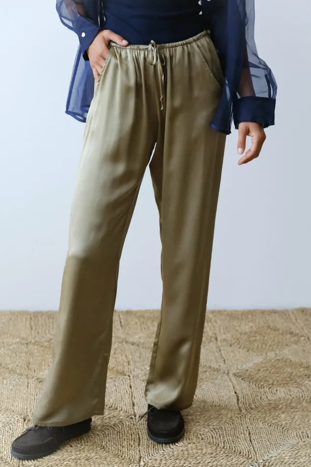 DONNI The Silk Drawstring Pant Women Bottoms