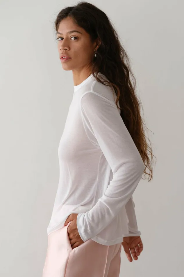 DONNI The Silk Jersey Long Sleeve Women Tops