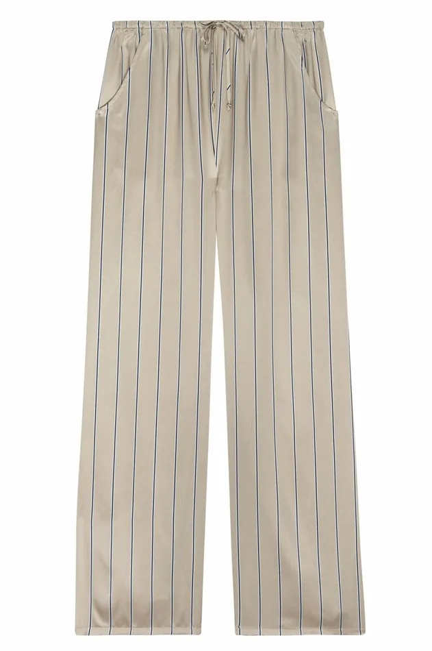 DONNI The Silk Pinstripe Drawstring Pant Women Bottoms