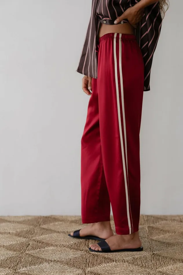 DONNI The Silk Stripe Crop Pant Women Bottoms