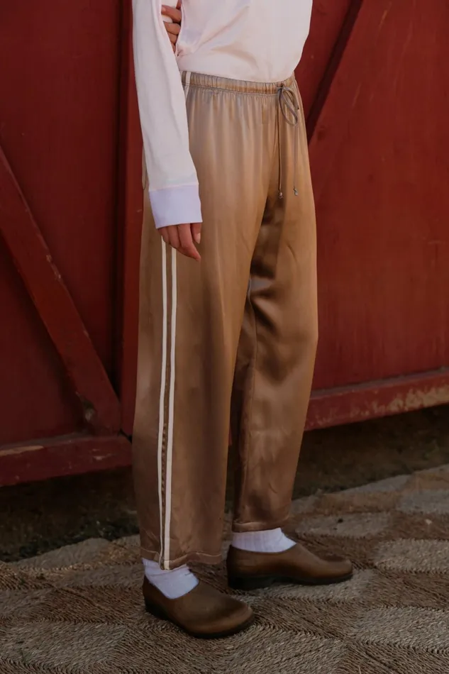 DONNI The Silk Stripe Crop Pant Women Bottoms