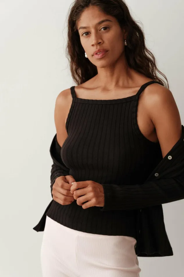 DONNI The Sweater Rib Tank Women Tops