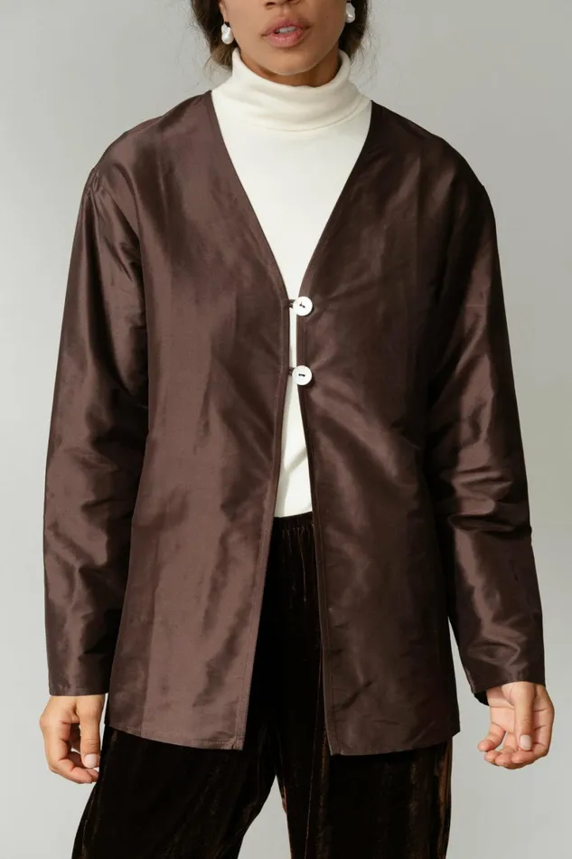 DONNI The Taffeta Split Top Women Tops