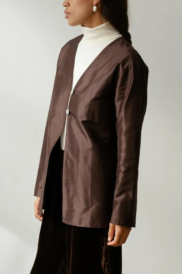 DONNI The Taffeta Split Top Women Tops