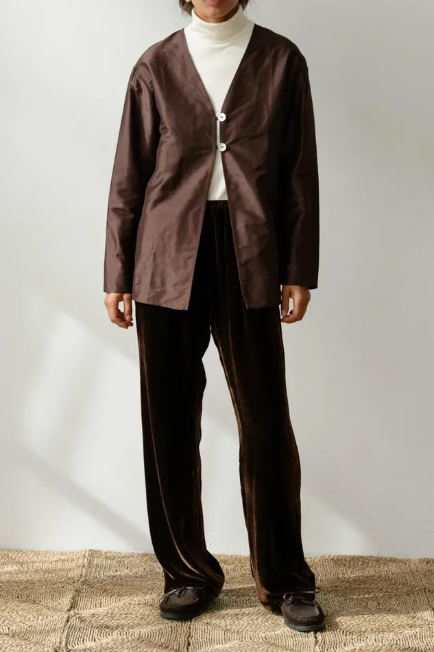 DONNI The Taffeta Split Top Women Tops