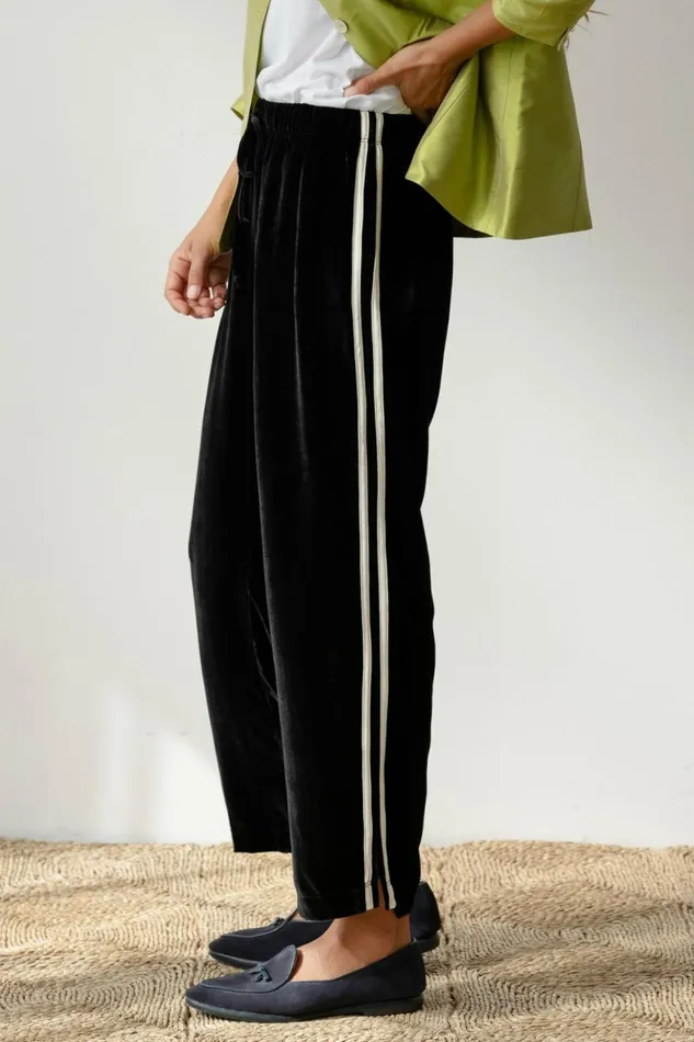 DONNI The Velvet Stripe Crop Pant Women Bottoms