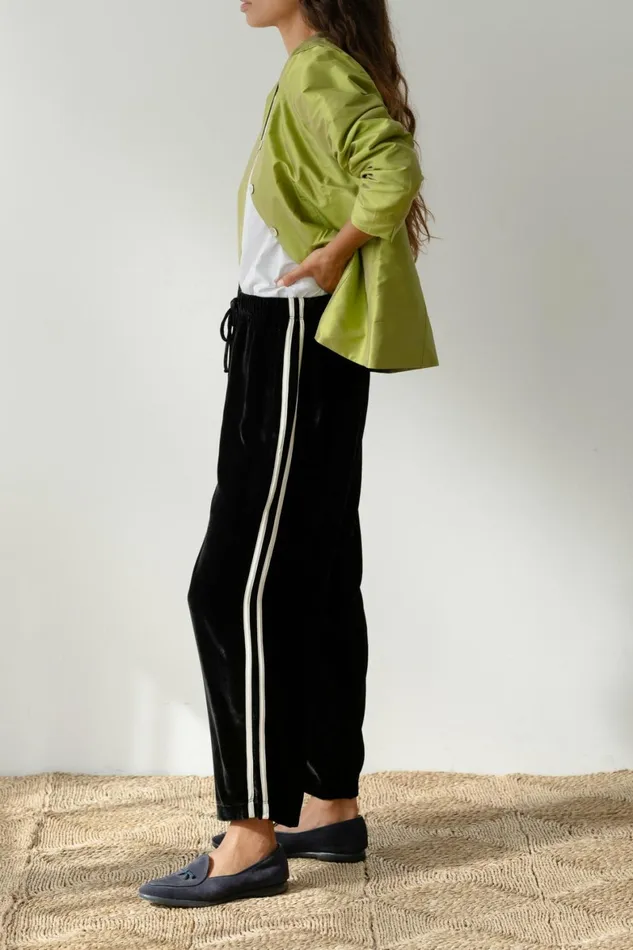 DONNI The Velvet Stripe Crop Pant Women Bottoms