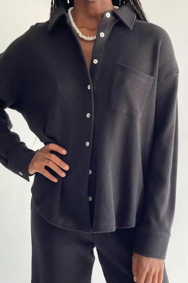 DONNI Thermal Button Down Women Tops