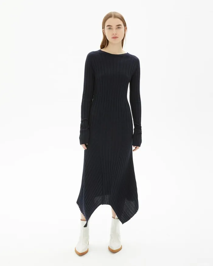 Dresses and Skirts Women Helmut Lang Fine Wool Rib Dress Ink