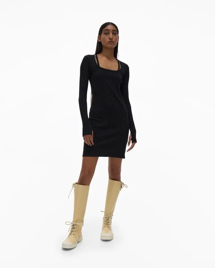 Dresses Women Helmut Lang Fine Rib Knit Dress Black