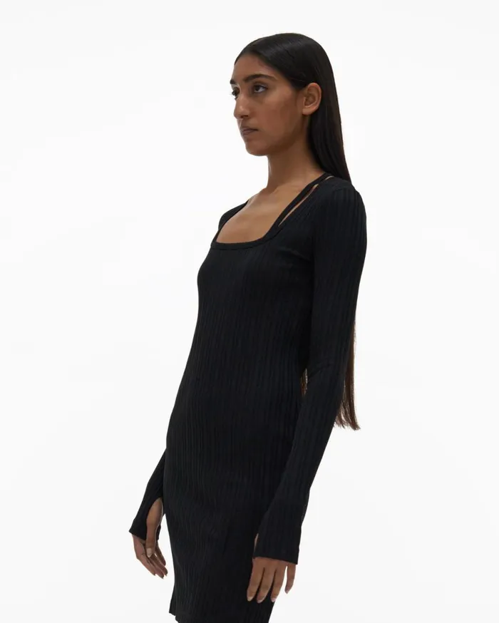 Dresses Women Helmut Lang Fine Rib Knit Dress Black