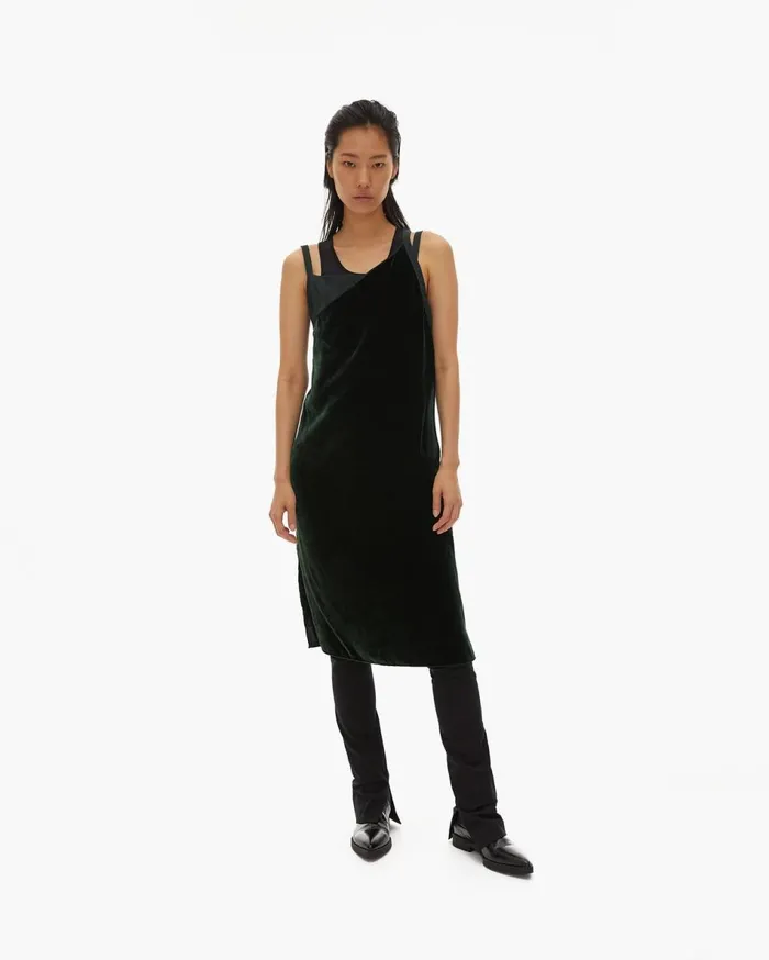 Dresses Women Helmut Lang Front Velvet Slip Dress Forest
