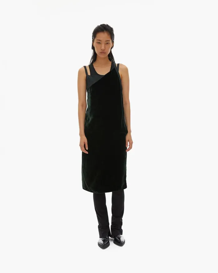 Dresses Women Helmut Lang Front Velvet Slip Dress Forest
