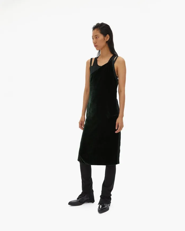 Dresses Women Helmut Lang Front Velvet Slip Dress Forest