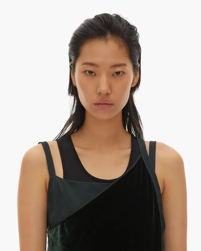 Dresses Women Helmut Lang Front Velvet Slip Dress Forest