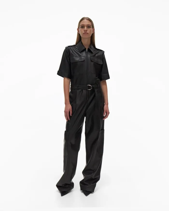 Dresses Women Helmut Lang Leather Jumpsuit Black