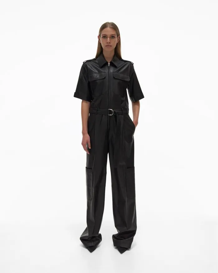 Dresses Women Helmut Lang Leather Jumpsuit Black