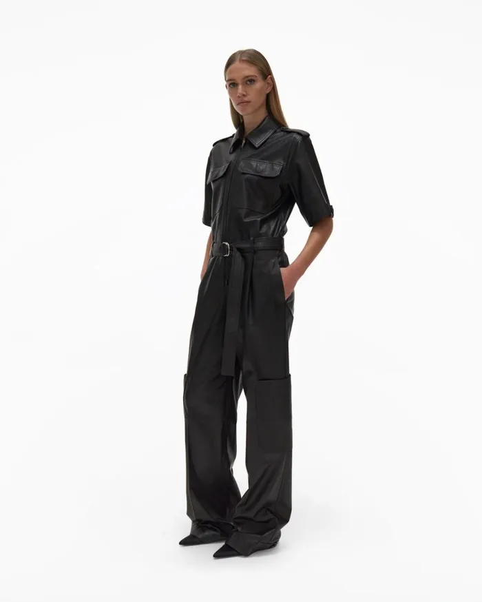Dresses Women Helmut Lang Leather Jumpsuit Black