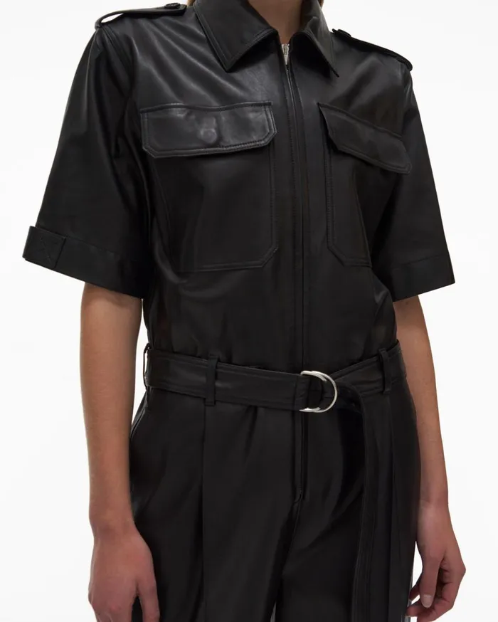 Dresses Women Helmut Lang Leather Jumpsuit Black