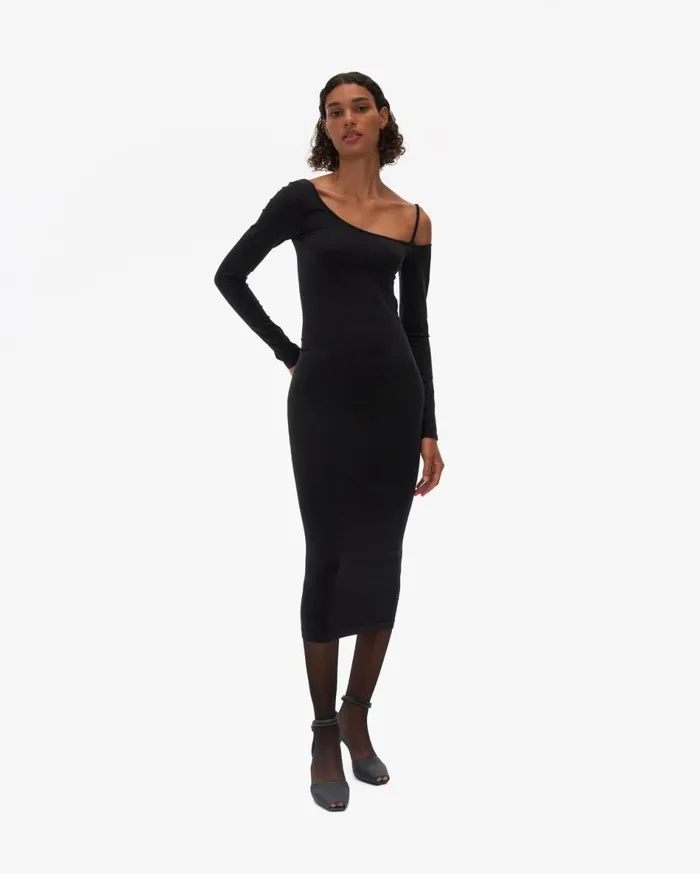 Dresses Women Helmut Lang One Shoulder Dress Black