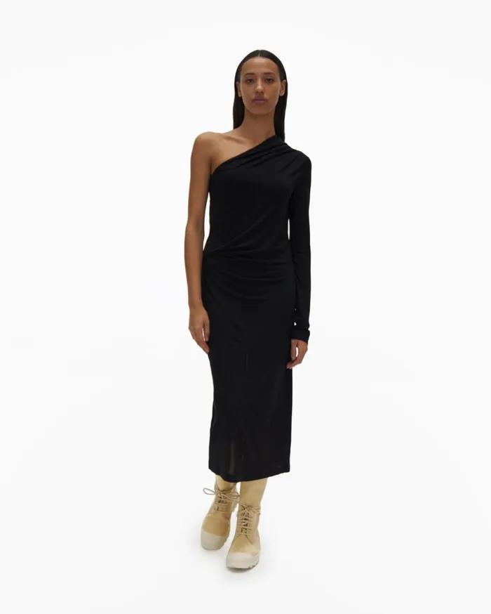 Dresses Women Helmut Lang OneSleeve Dress Basalt Black