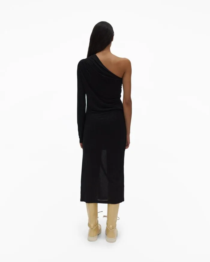 Dresses Women Helmut Lang OneSleeve Dress Basalt Black