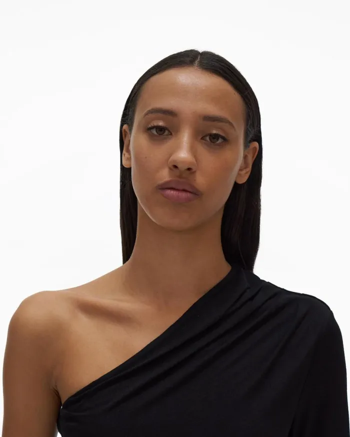 Dresses Women Helmut Lang OneSleeve Dress Basalt Black