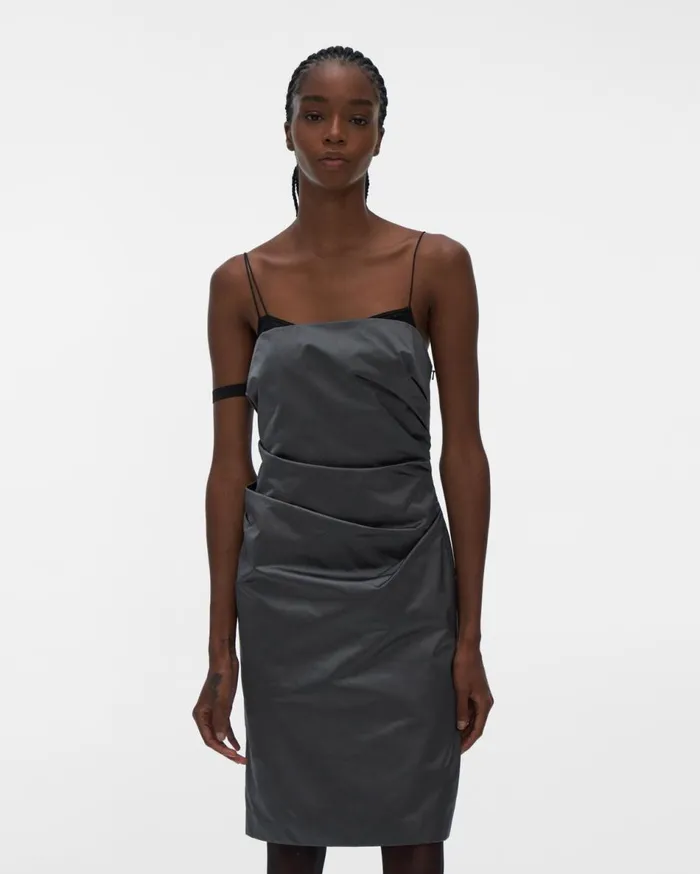 Dresses Women Helmut Lang Satin Mini Dress Silver Mist