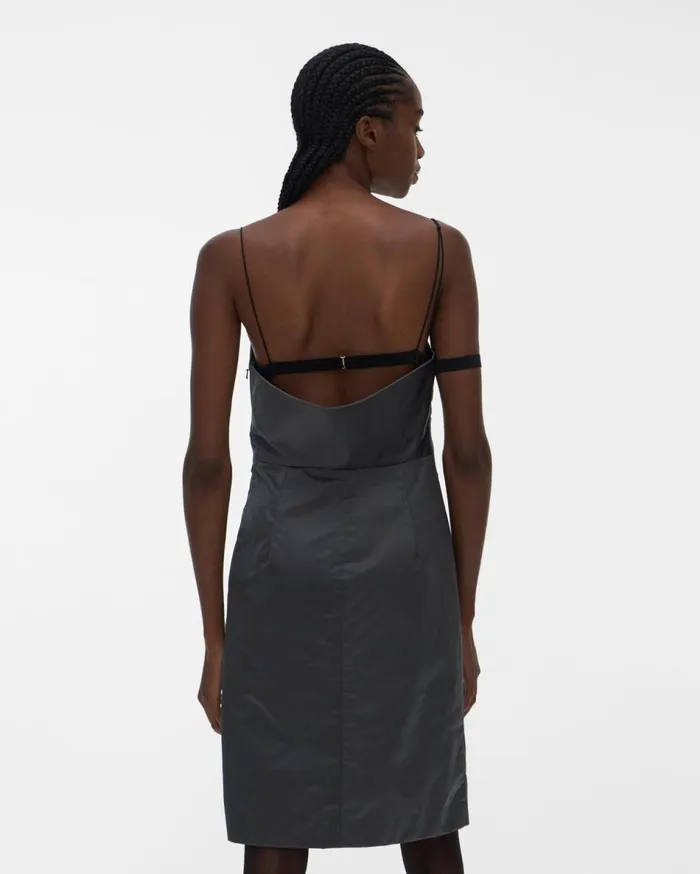 Dresses Women Helmut Lang Satin Mini Dress Silver Mist