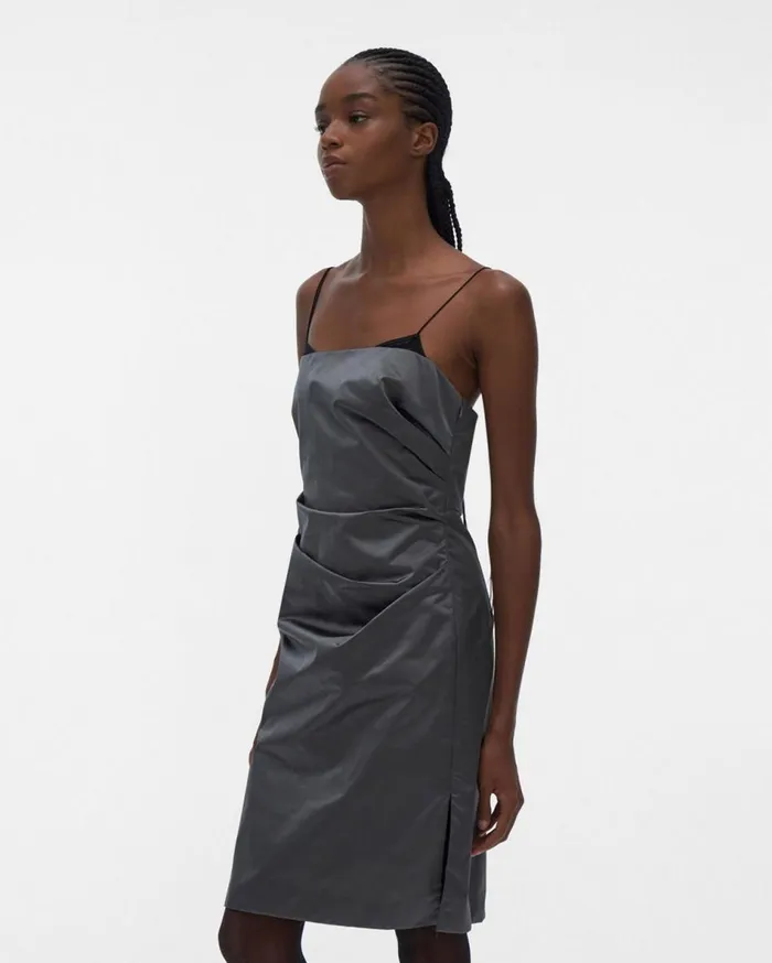 Dresses Women Helmut Lang Satin Mini Dress Silver Mist