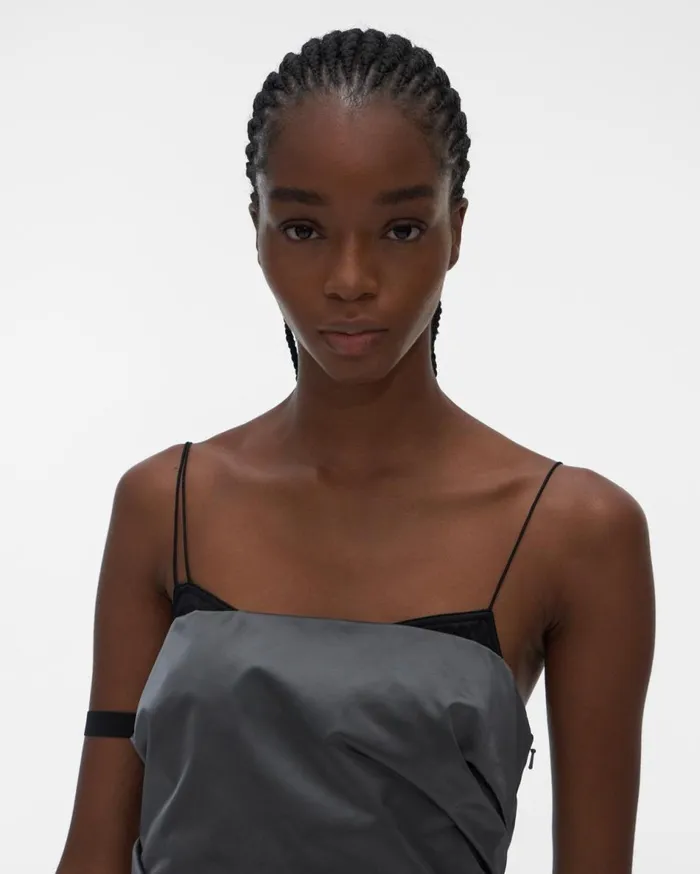 Dresses Women Helmut Lang Satin Mini Dress Silver Mist