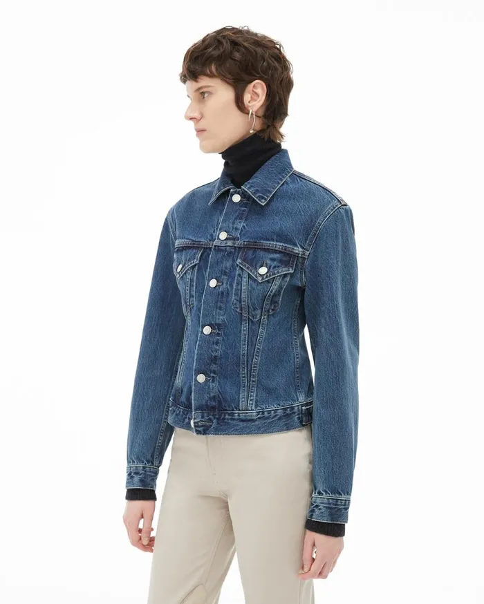 Jackets and Blazers Women Helmut Lang Femme Trucker Jean Jacket Acc Mid Stone
