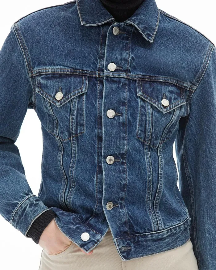 Jackets and Blazers Women Helmut Lang Femme Trucker Jean Jacket Acc Mid Stone