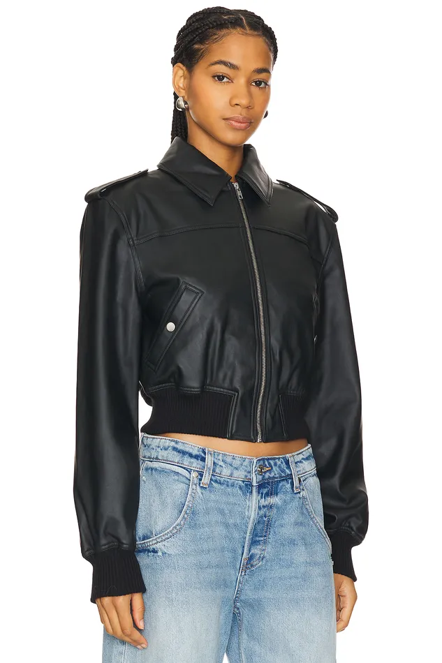 Jackets and Coats Women Lovers and Friends Dylan Faux Leather Bomber Jacket Black
