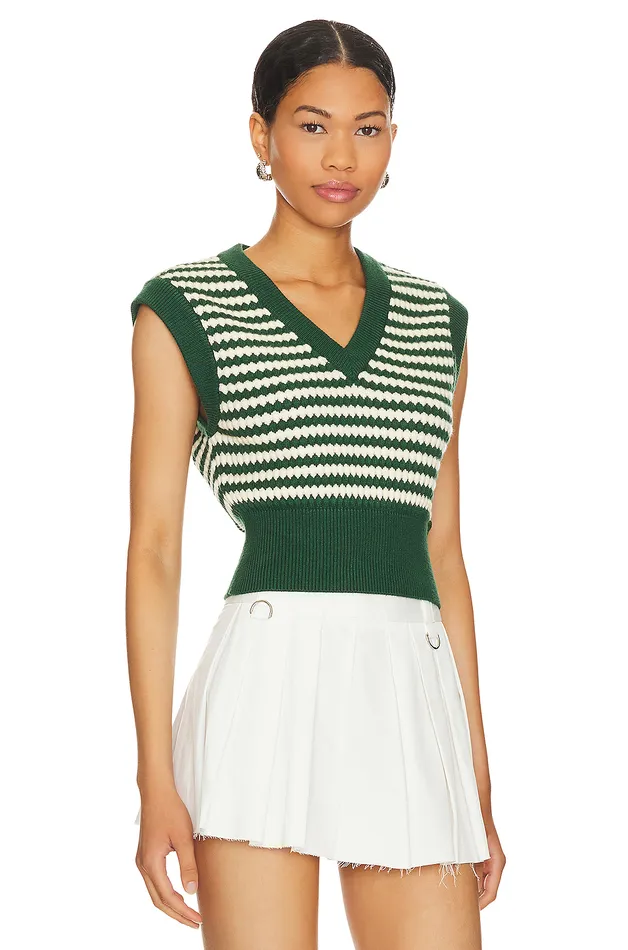Jackets and Coats Women Lovers and Friends Elie Sweater Vest Green and White
