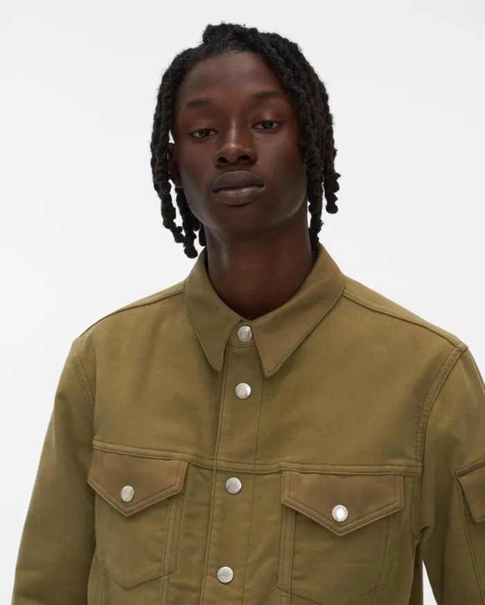 Jackets Men Helmut Lang Moleskin Trucker Jacket Pale Moss