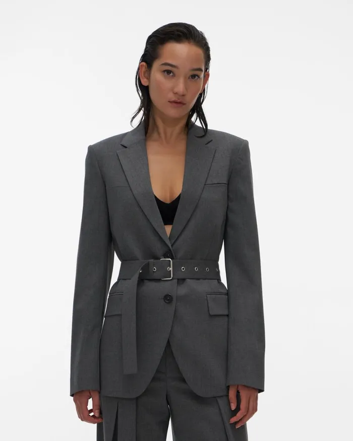 Jackets Women Helmut Lang Back Open Blazer Light Grey Melange