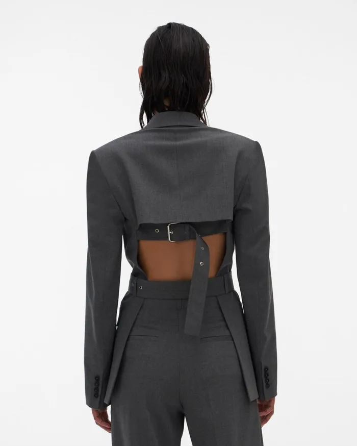 Jackets Women Helmut Lang Back Open Blazer Light Grey Melange