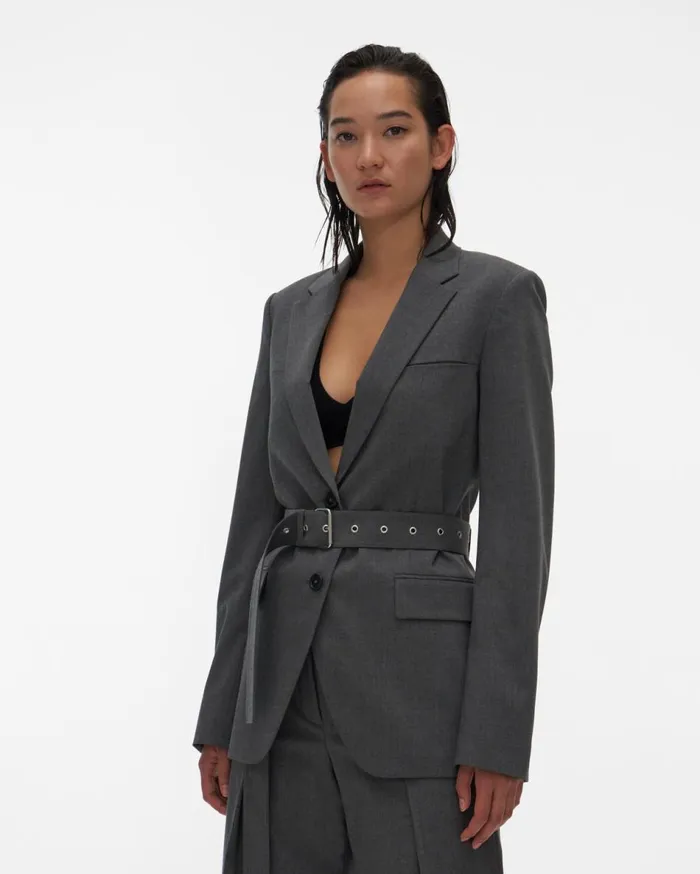 Jackets Women Helmut Lang Back Open Blazer Light Grey Melange