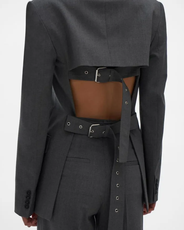 Jackets Women Helmut Lang Back Open Blazer Light Grey Melange