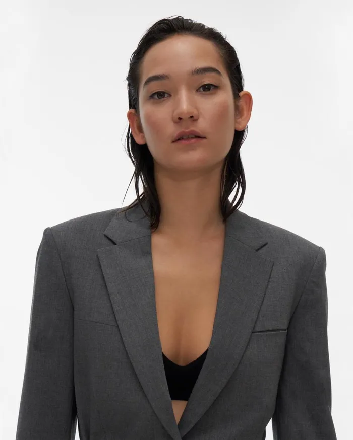 Jackets Women Helmut Lang Back Open Blazer Light Grey Melange