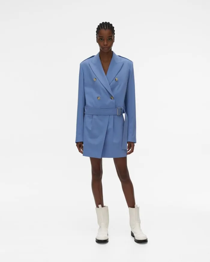 Jackets Women Helmut Lang Cropped Belted Blazer Baby Blue