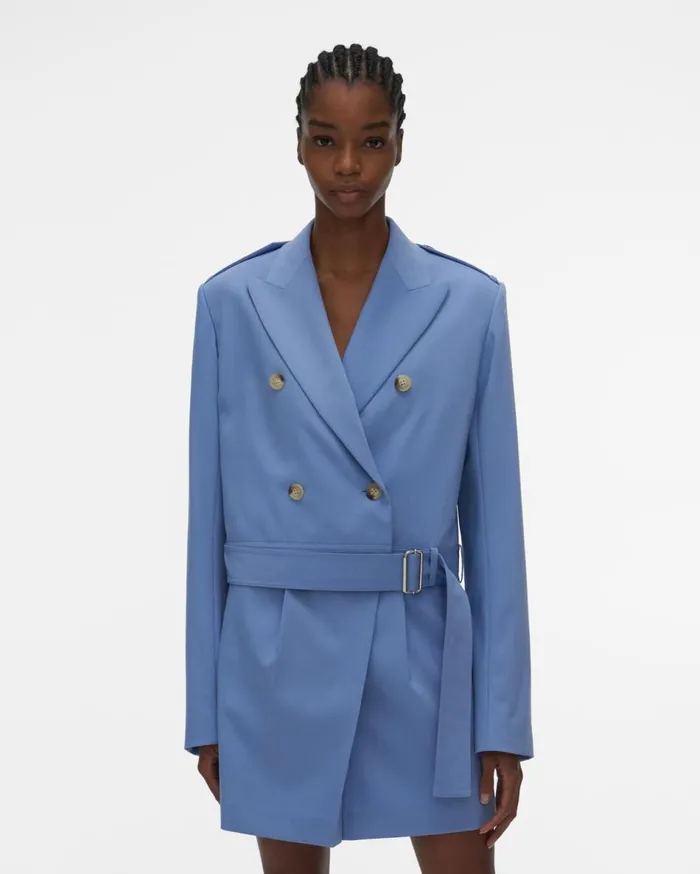 Jackets Women Helmut Lang Cropped Belted Blazer Baby Blue