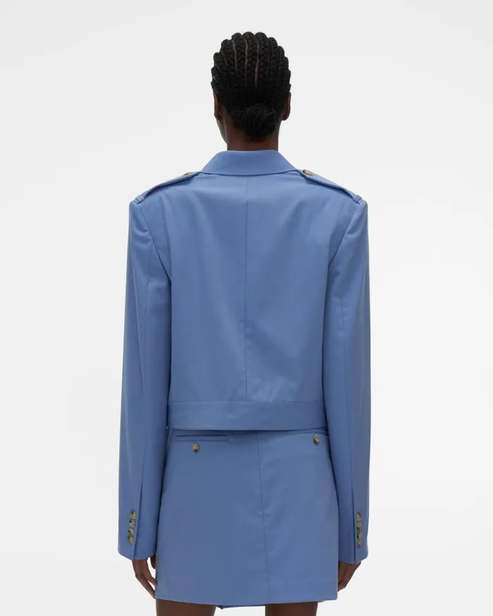 Jackets Women Helmut Lang Cropped Belted Blazer Baby Blue