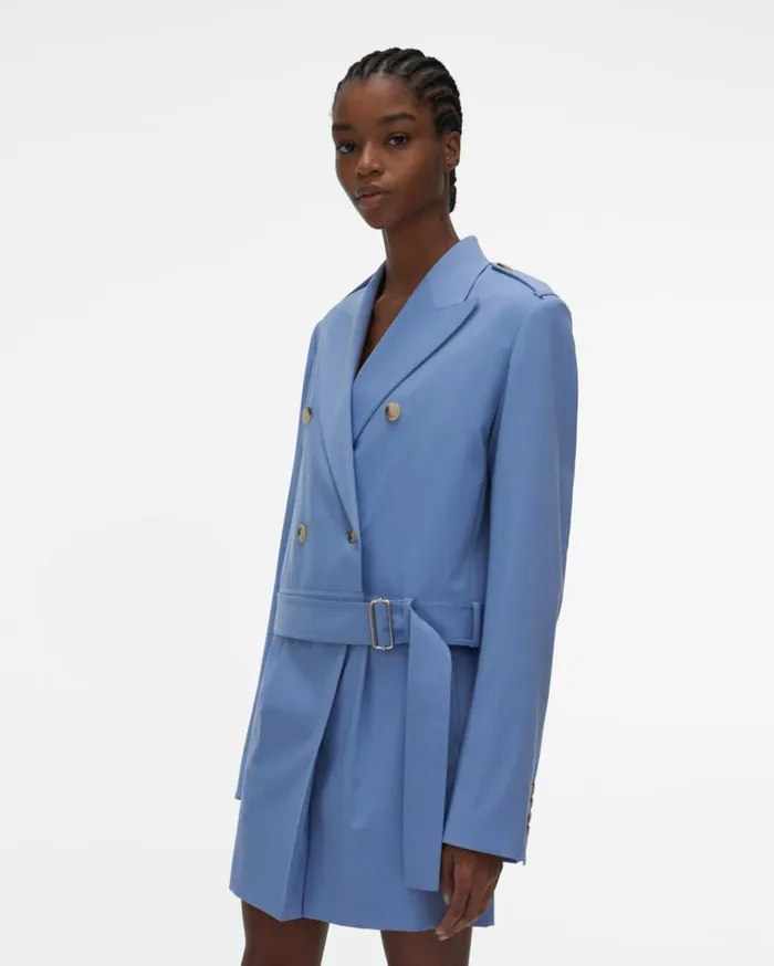 Jackets Women Helmut Lang Cropped Belted Blazer Baby Blue