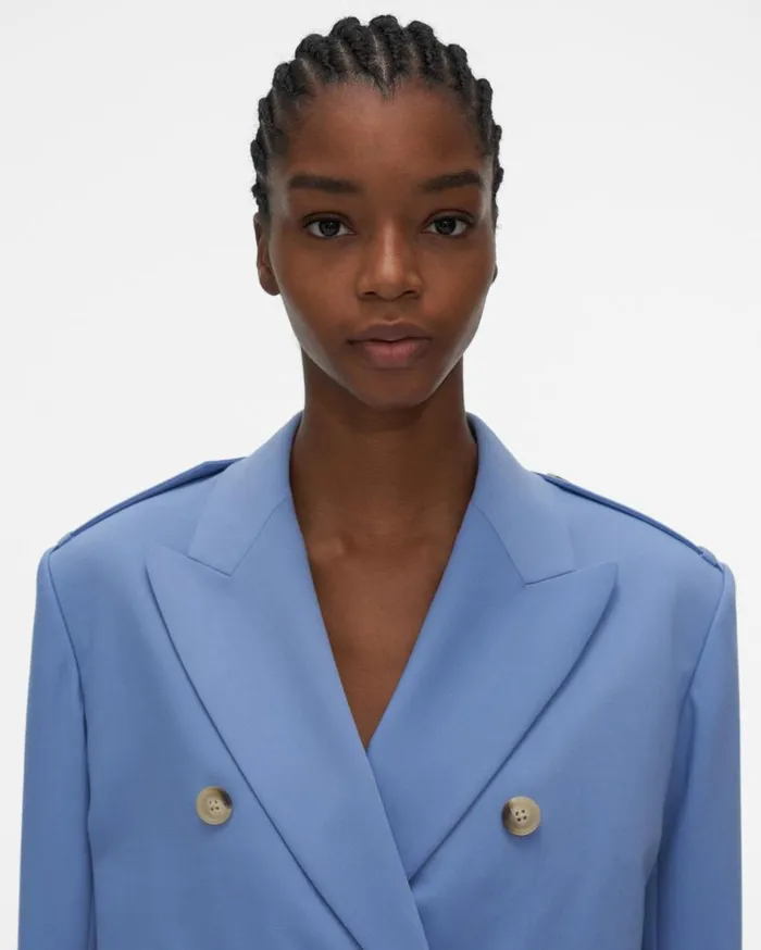 Jackets Women Helmut Lang Cropped Belted Blazer Baby Blue