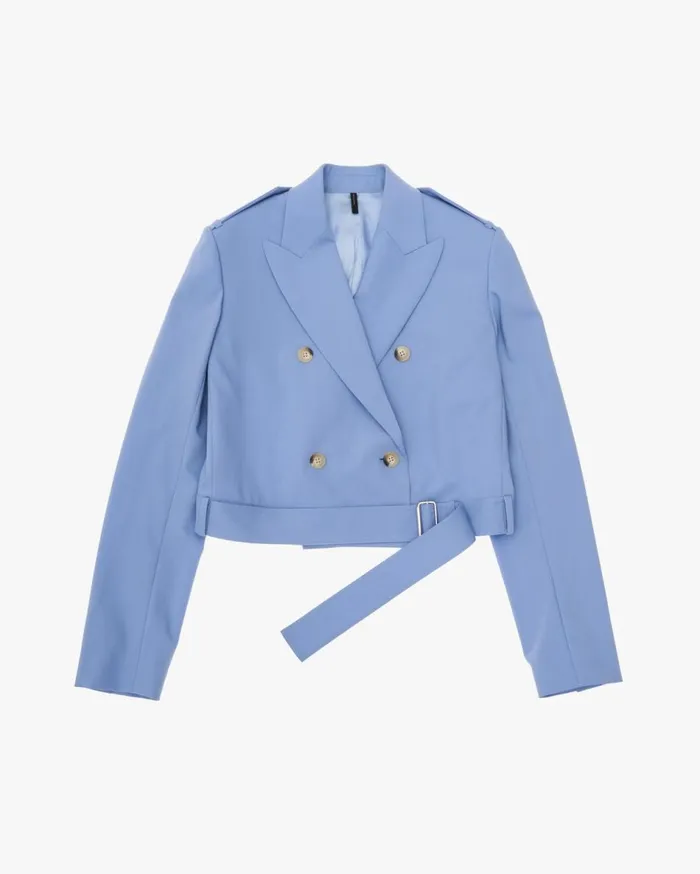 Jackets Women Helmut Lang Cropped Belted Blazer Baby Blue