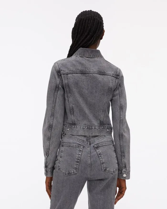 Jackets Women Helmut Lang Cropped Femme Trucker Jean Jacket Acc Concrete Stone