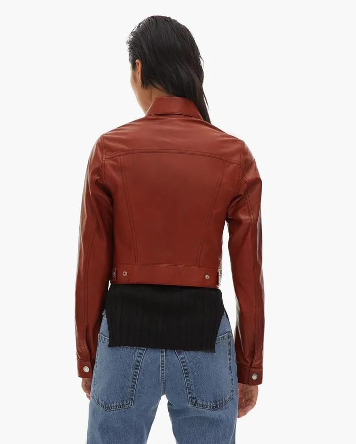 Jackets Women Helmut Lang Fem Little Trucker Jacket Red Tobacco