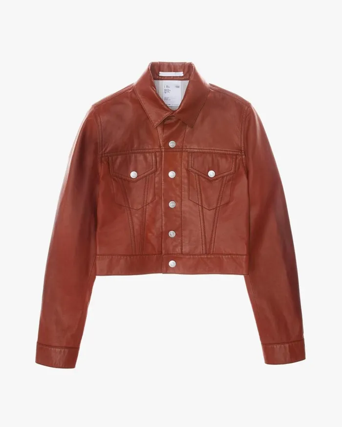 Jackets Women Helmut Lang Fem Little Trucker Jacket Red Tobacco
